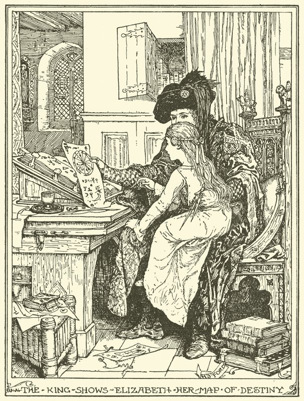 A király megmutatja Erzsébetnek a sorstérképét alkotó: Henry Justice Ford