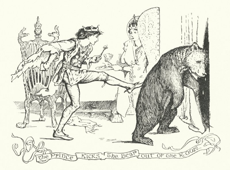 A herceg kirúgja a medvét a szobából (metszet) alkotó: Henry Justice Ford