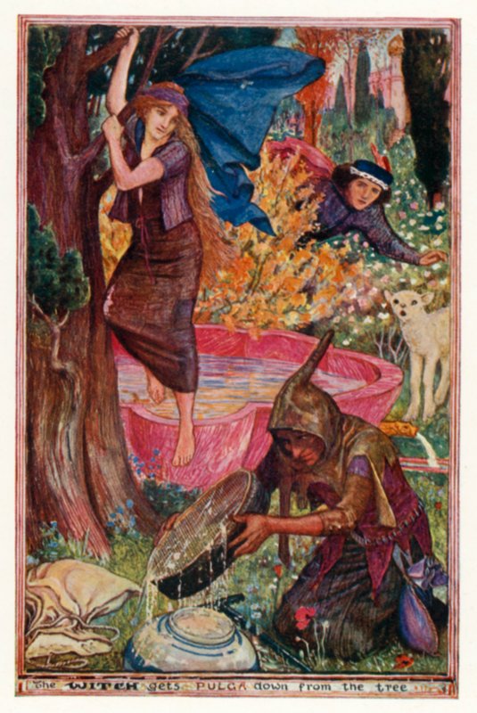 A boszorkány leszedi Pulgát a fáról (színes litho) alkotó: Henry Justice Ford