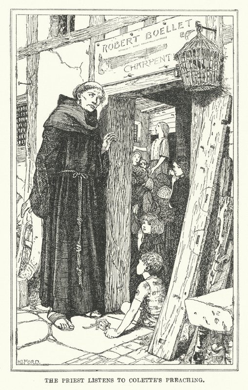 A pap hallgatja Colette prédikációját (litho) alkotó: Henry Justice Ford