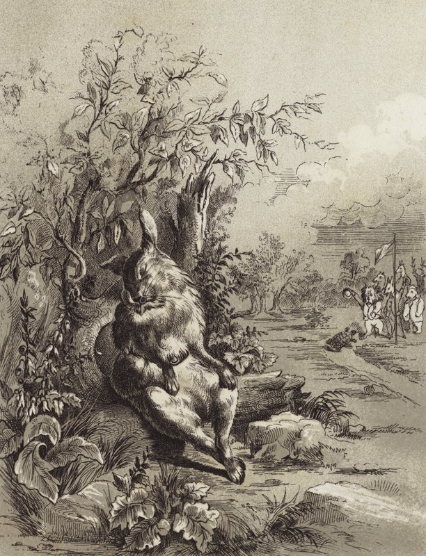 Ezópus meséi: A nyúl és a teknősbéka (litho) alkotó: Henry Louis Stephens