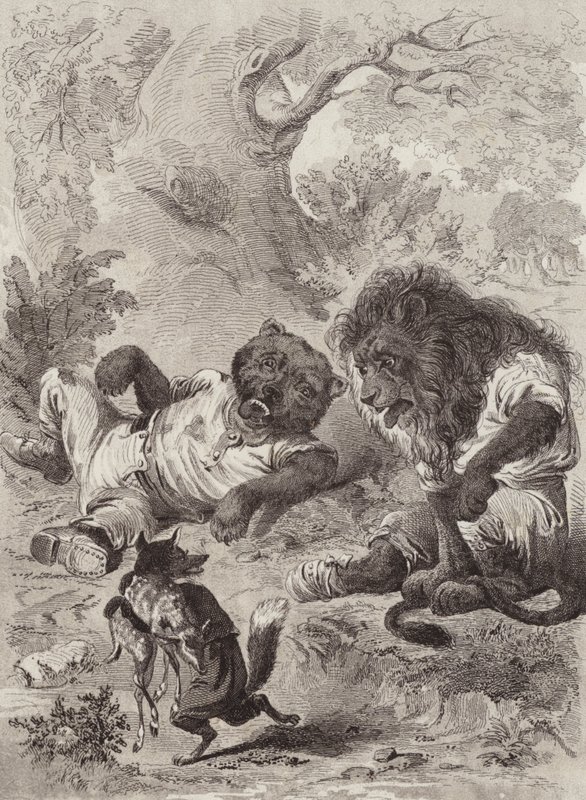 Ezópus meséi: Az oroszlán, a medve és a róka (litho) alkotó: Henry Louis Stephens