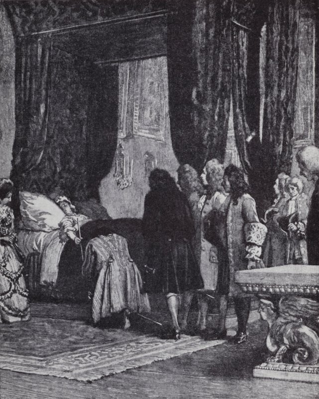 Anna királynő a halálos ágyán, és Shrewsbury hercegét kincstárnokká nevezte ki alkotó: Henry Marriott (after) Paget