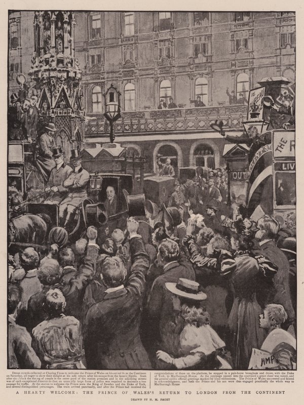 Szívélyes üdvözlet, a walesi herceg visszatérése Londonba a kontinensről alkotó: Henry Marriott Paget