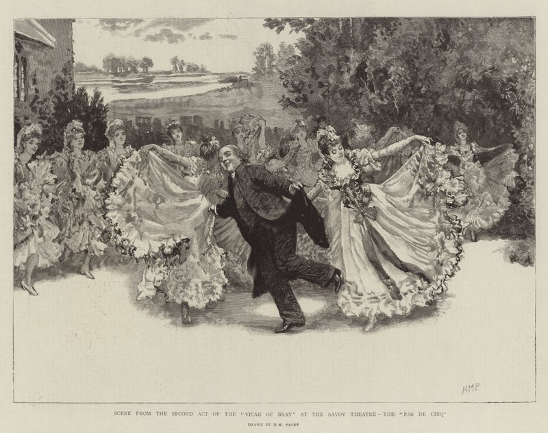 Jelenet a Bray vikárius második felvonásából a Savoy Színházban, a Pas de Cinqben alkotó: Henry Marriott Paget