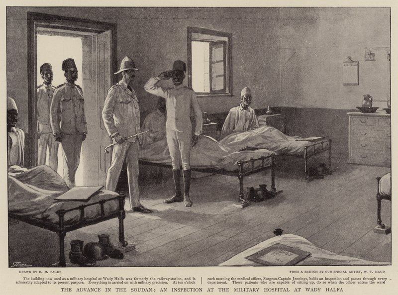 Az Advance in the Soudan, egy ellenőrzés a Wady Halfa-i katonai kórházban alkotó: Henry Marriott Paget