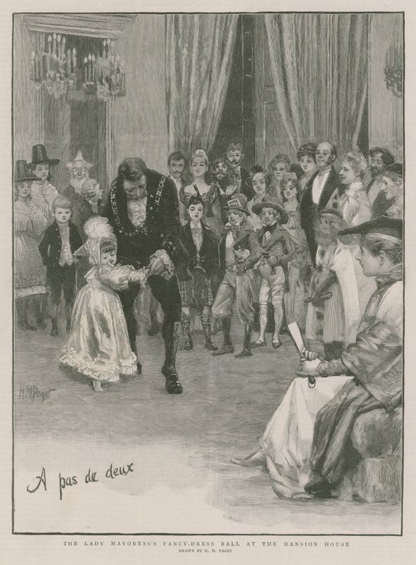 A Polgármesternő díszes bálja a Kúriaházban (metszet) alkotó: Henry Marriott Paget