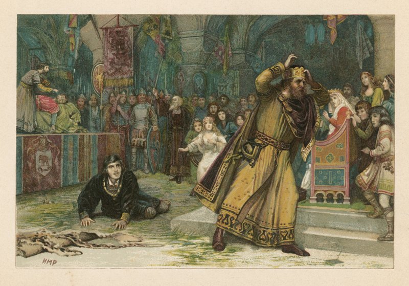 A játék jelenete a Hamletből (chromolitho) alkotó: Henry Marriott Paget
