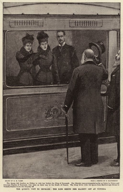 A királynő dániai látogatása, a király elbúcsúztatja Őfelségét Victoriánál alkotó: Henry Marriott Paget