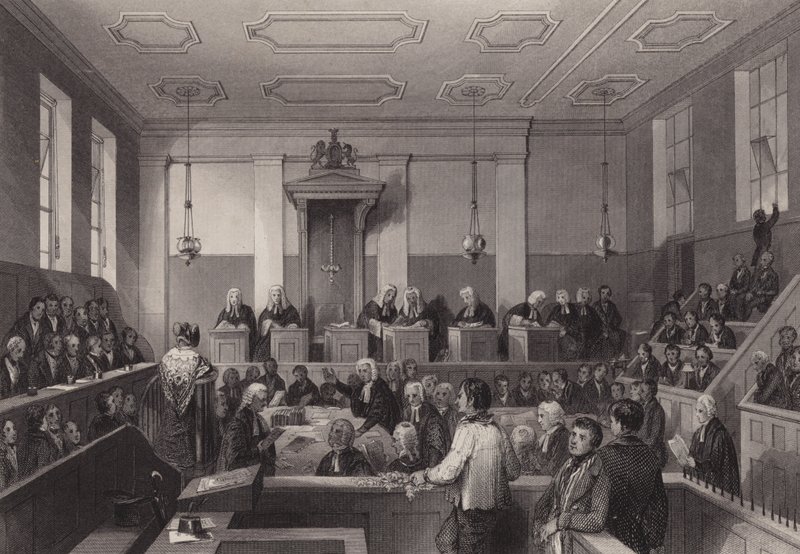 Központi Büntetőbíróság, Old Bailey, London (metszet) alkotó: Henry Melville