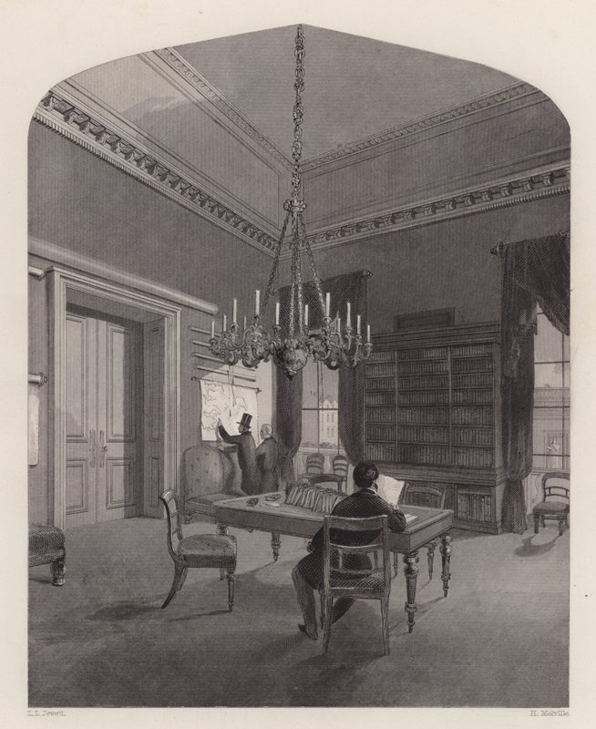 A United Service Club térképszobája, Westminster, London (metszet) alkotó: Henry Melville