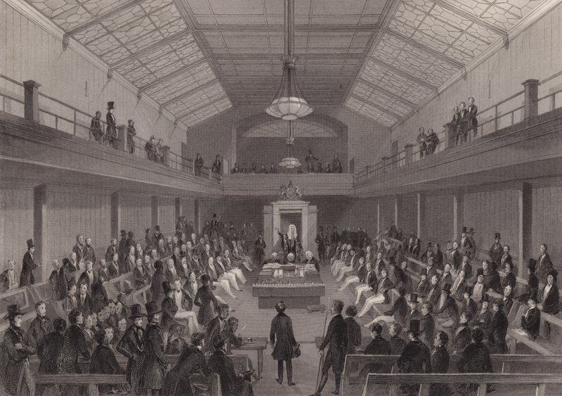 A házelnök megdorgál egy személyt a londoni Westminster alsóházának bárjában (metszet) alkotó: Henry Melville