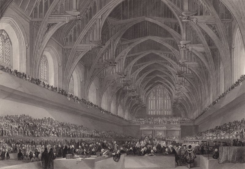 Warren Hastings, Bengál főkormányzója tárgyalása a londoni Westminster Hallban alkotó: Henry Melville