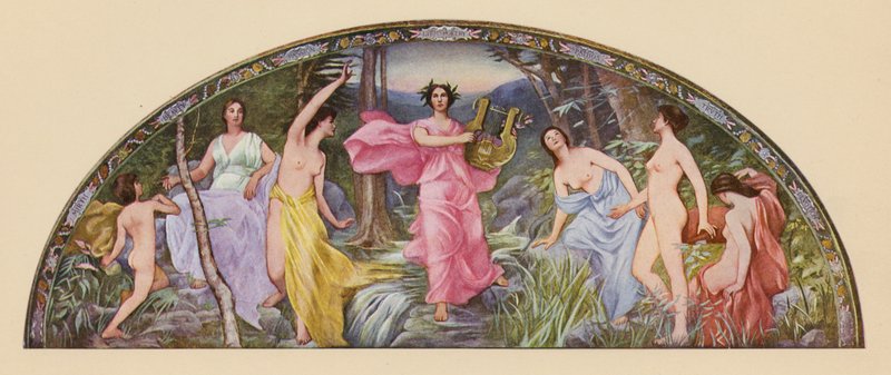 A lírai költészet zenéje (színes litográfia) alkotó: Henry Oliver Walker