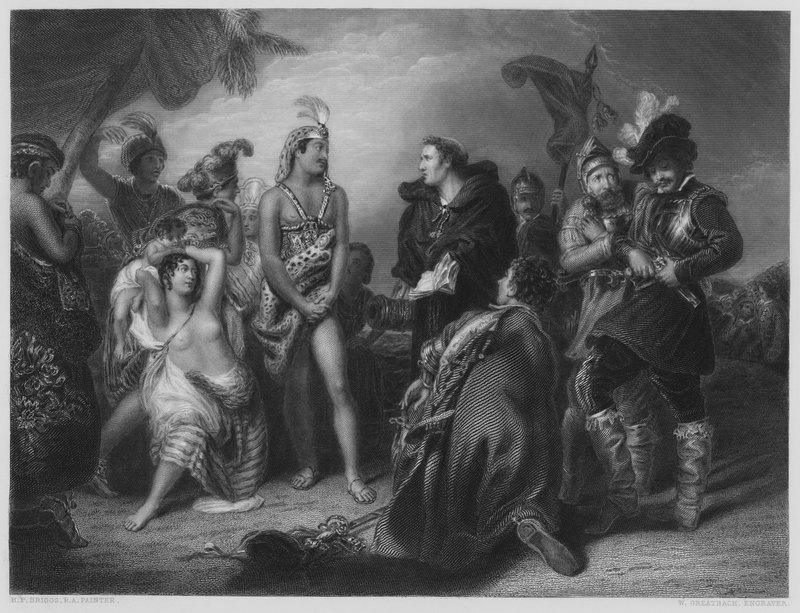 Spanyolok és peruiak, a Vernon Galéria képéről (metszet) alkotó: Henry Perronet (after) Briggs