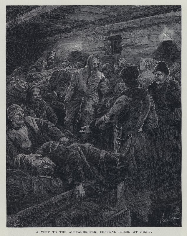 Látogatás az Alexandrofski központi börtönben éjjel (litho) alkotó: Henry Sandham