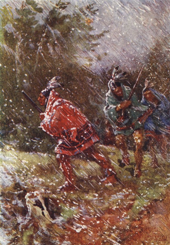 A háborús ösvényen télen (színes litó) alkotó: Henry Sandham