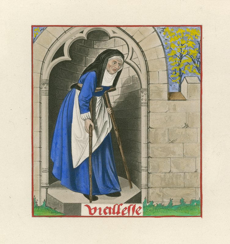 Öregség, a Rózsa románcából, 1480 körül alkotó: Henry Shaw