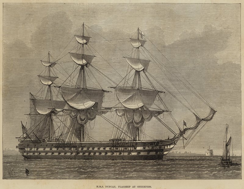 HMS Duncan, a Sheerness zászlóshajója alkotó: Henry Spernon Tozer