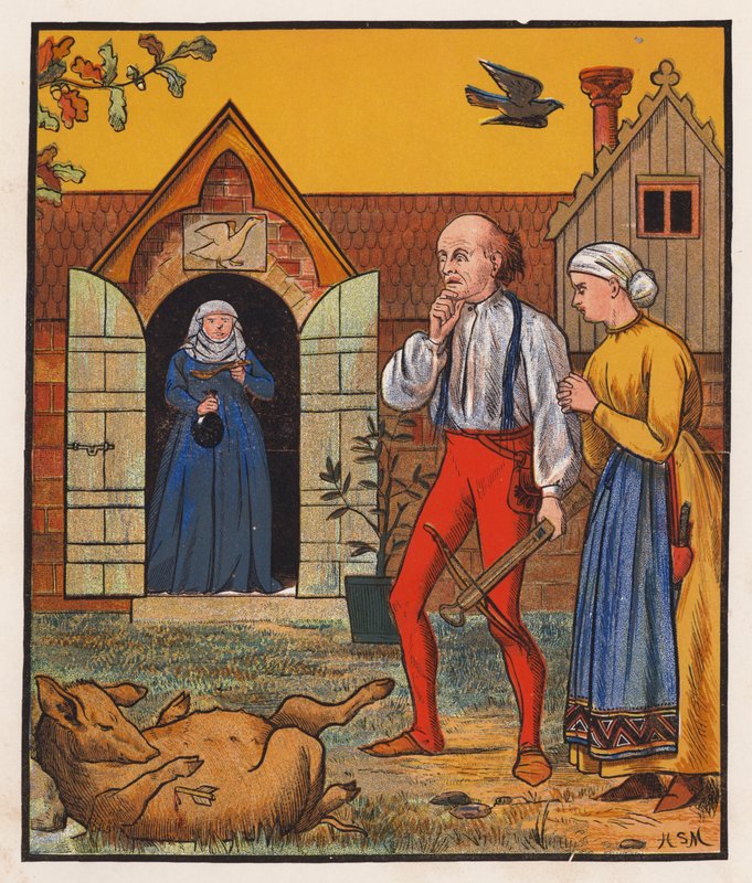 A szabó és a varjú (színes litográfia) alkotó: Henry Stacy (after) Marks