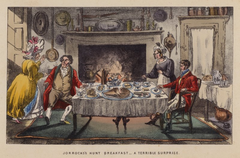 Illusztráció Jorrocks vidámságához és vidámságához (színes litó) alkotó: Henry Thomas (after) Alken