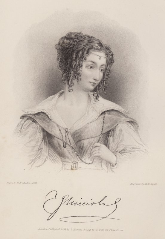 Teresa Guiccioli grófnő, Lord Byron szeretője (metszet) alkotó: Henry Thomas (after) Ryall