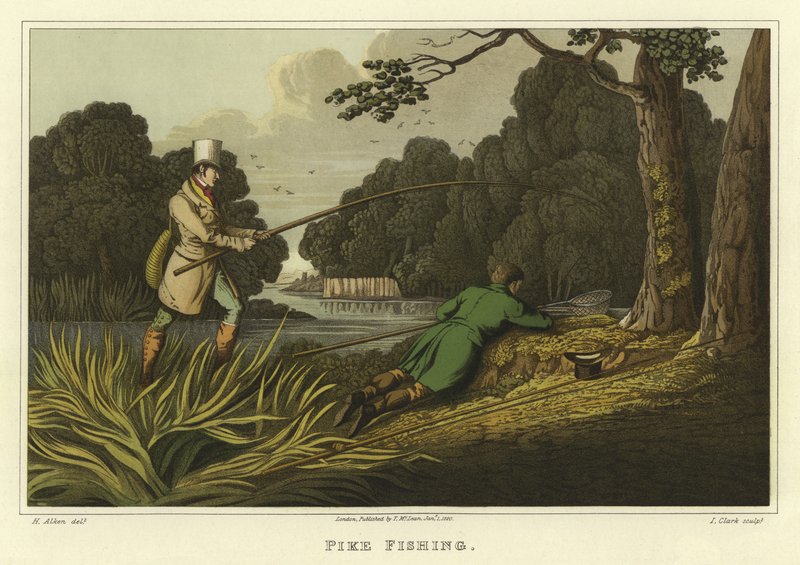 Csuka horgászat (chromolitho) alkotó: Henry Thomas Alken