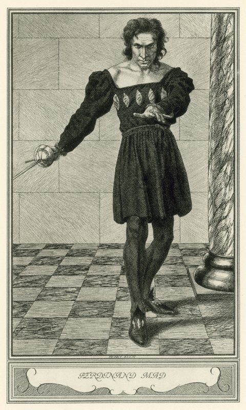 John Webster Malfi hercegnője: Ferdinand Mad (litho) alkotó: Henry Weston Keen