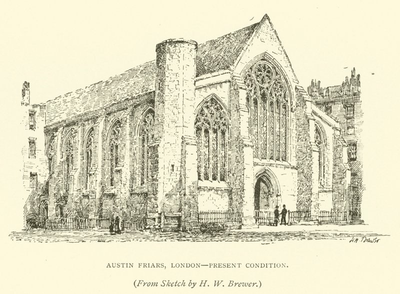 Austin Friars, London, jelenlegi állapot (metszet) alkotó: Henry William Brewer