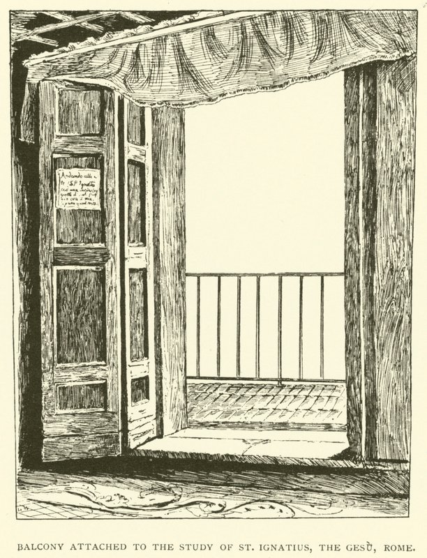 Erkély a Szent Ignác, a Gesu dolgozószobájához, Róma (metszet) alkotó: Henry William Brewer
