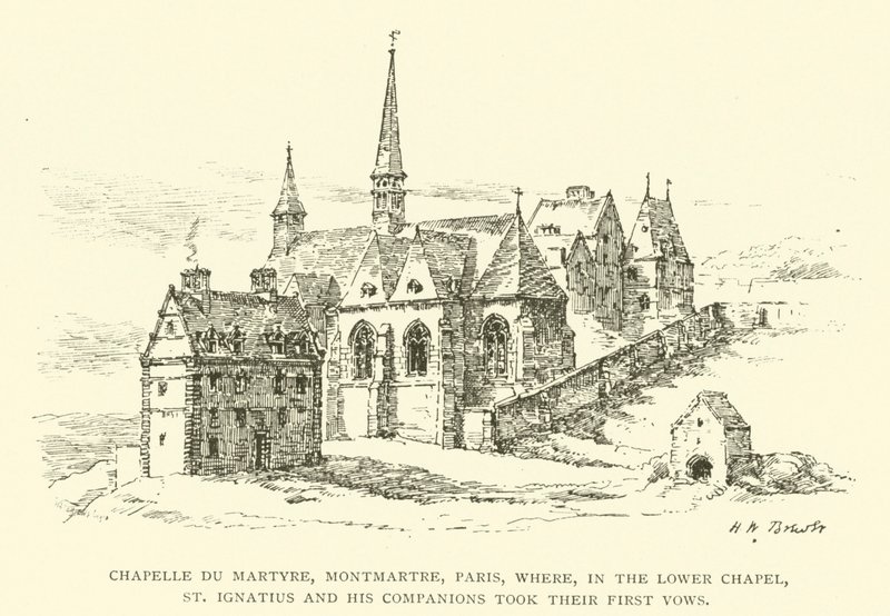 Chapelle du Martyre, Montmartre, Párizs, ahol az alsó kápolnában Szent Ignác és társai letették első fogadalmukat (metszet) alkotó: Henry William Brewer