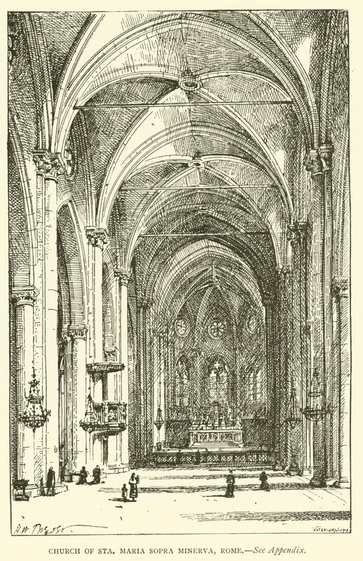 Sta Maria Sopra Minerva templom, Róma (metszet) alkotó: Henry William Brewer