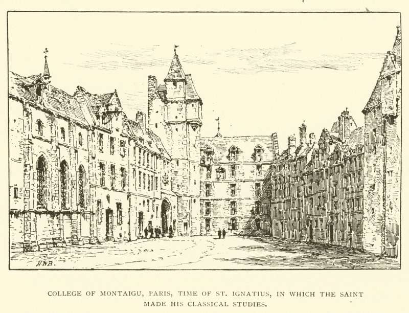 Montaigu College, Párizs, Szent Ignác kora, ahol a szent klasszikus tanulmányait végezte (metszet) alkotó: Henry William Brewer