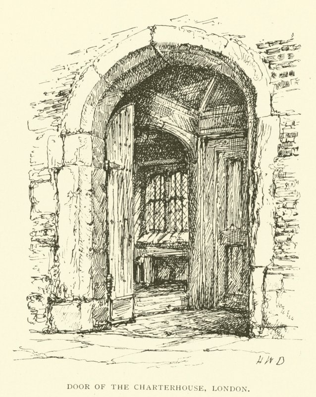 A Charterhouse ajtaja, London (metszet) alkotó: Henry William Brewer