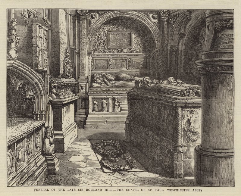 A néhai Sir Rowland Hill temetése, a Westminster Apátság Szent Pál kápolnájában alkotó: Henry William Brewer