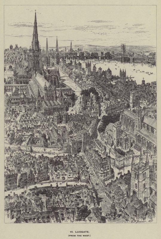 Ludgate, Nyugatról alkotó: Henry William Brewer