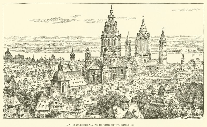 Mainzi katedrális, mint Szent Ignác idején (metszet) alkotó: Henry William Brewer