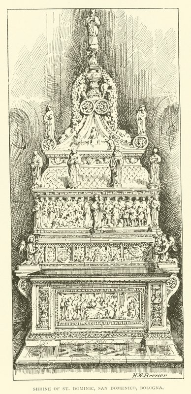 Szent Domonkos kegyhely, San Domenico, Bologna (metszet) alkotó: Henry William Brewer