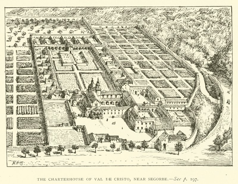 Val de Cristo Charterhouse, Segorbe közelében (metszet) alkotó: Henry William Brewer