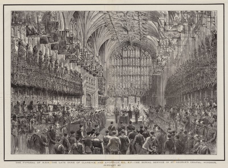 HRH, Clarence és Avondale néhai hercegének temetése, KG, KP, temetkezési szertartás a windsori Szent György-kápolnában, január 20. alkotó: Henry William Brewer