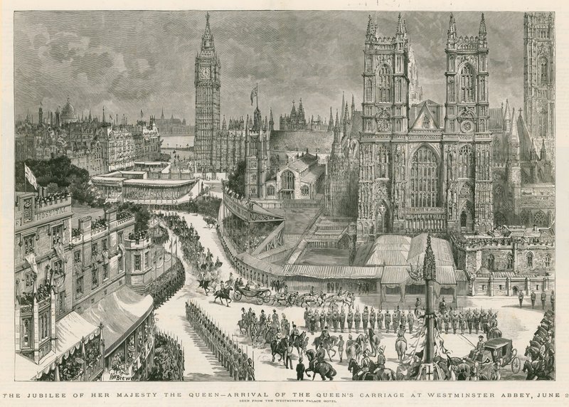 Őfelsége, a királynő jubileuma – a királynő hintójának érkezése a Westminster-apátságba alkotó: Henry William Brewer