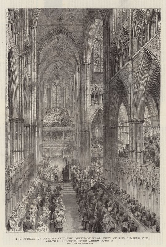 Őfelsége, a királynő jubileuma, általános nézet a hálaadó istentiszteletről a Westminster Abbeyben, június 21. alkotó: Henry William Brewer