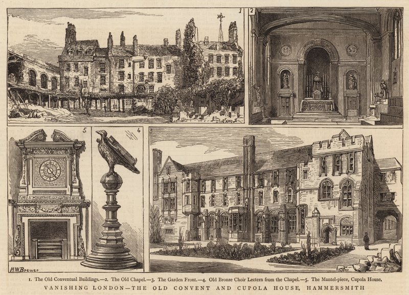Eltűnő London, az Old Convent és a Cupola House, Hammersmith alkotó: Henry William Brewer
