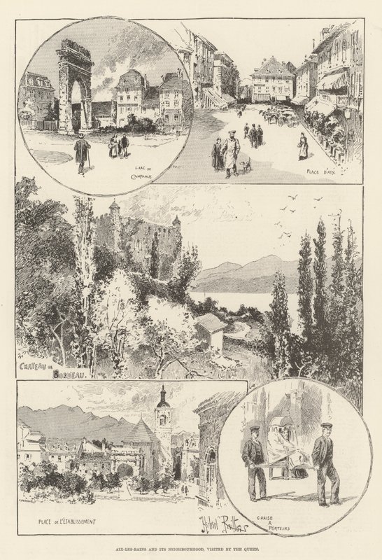 Aix-les-Bains és környéke, a királynő látogatásával alkotó: Herbert Railton