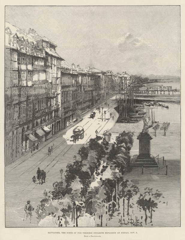 Santander, a szörnyű dinamitrobbanás színhelye november 3-án, pénteken alkotó: Herbert Railton
