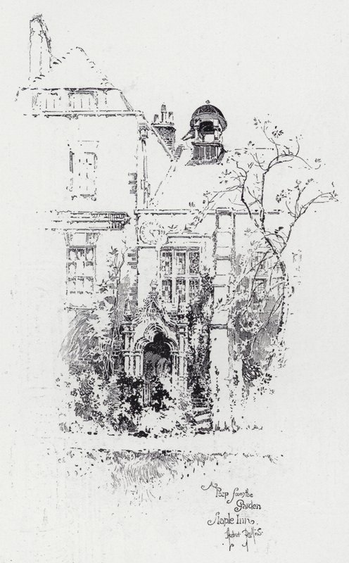 Kukucskálás a kertből, Staple Inn (metszet) alkotó: Herbert (after) Railton