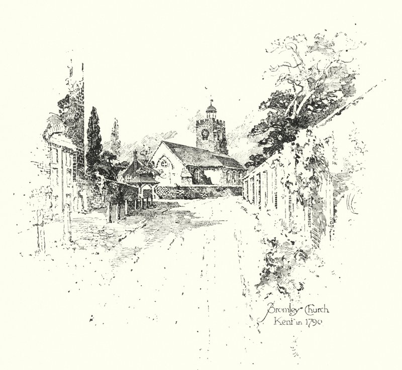 Bromley templom, Kent, 1790-ben (litho) alkotó: Herbert (after) Railton