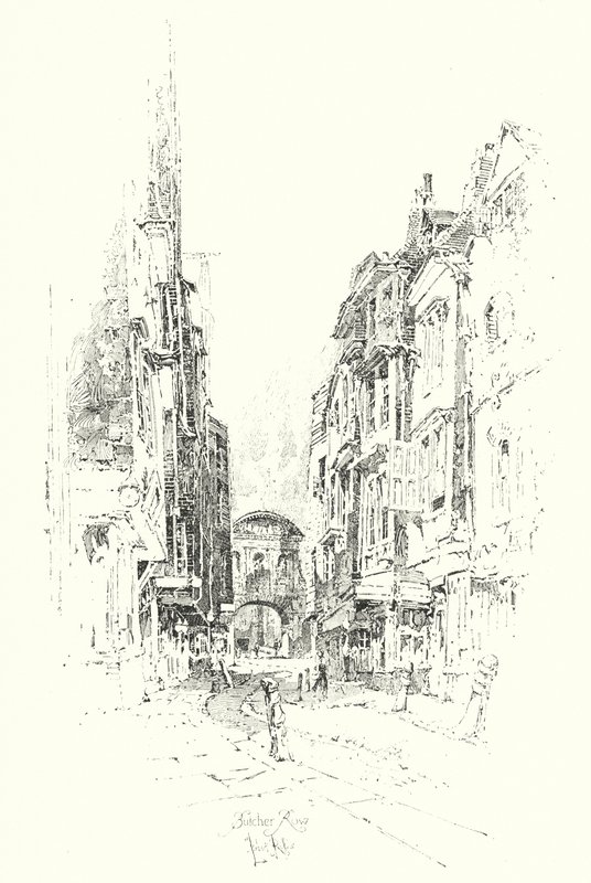 Butcher Row, London (litho) alkotó: Herbert (after) Railton