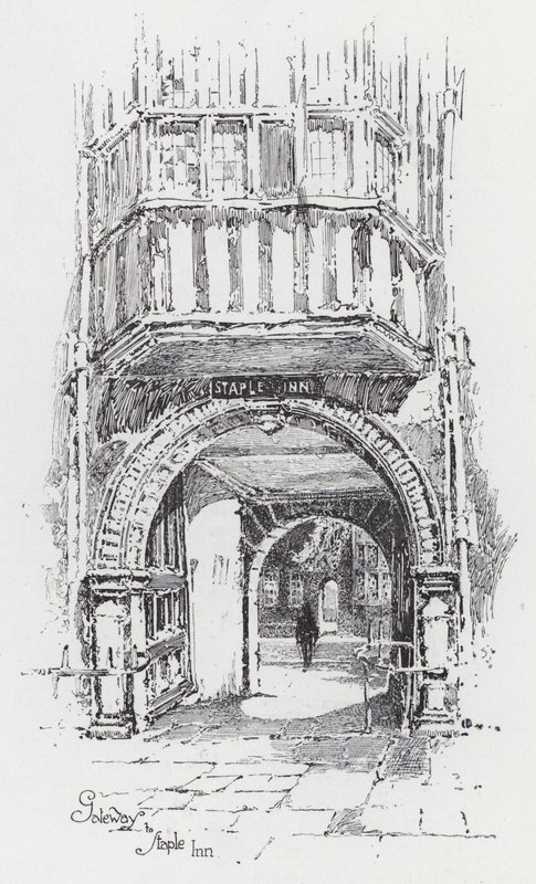 Gateway to Staple Inn (metszet) alkotó: Herbert (after) Railton