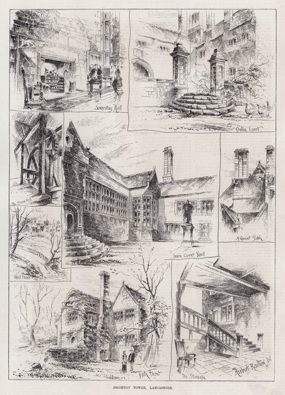 Hoghton Tower, Lancashire (metszet) alkotó: Herbert (after) Railton
